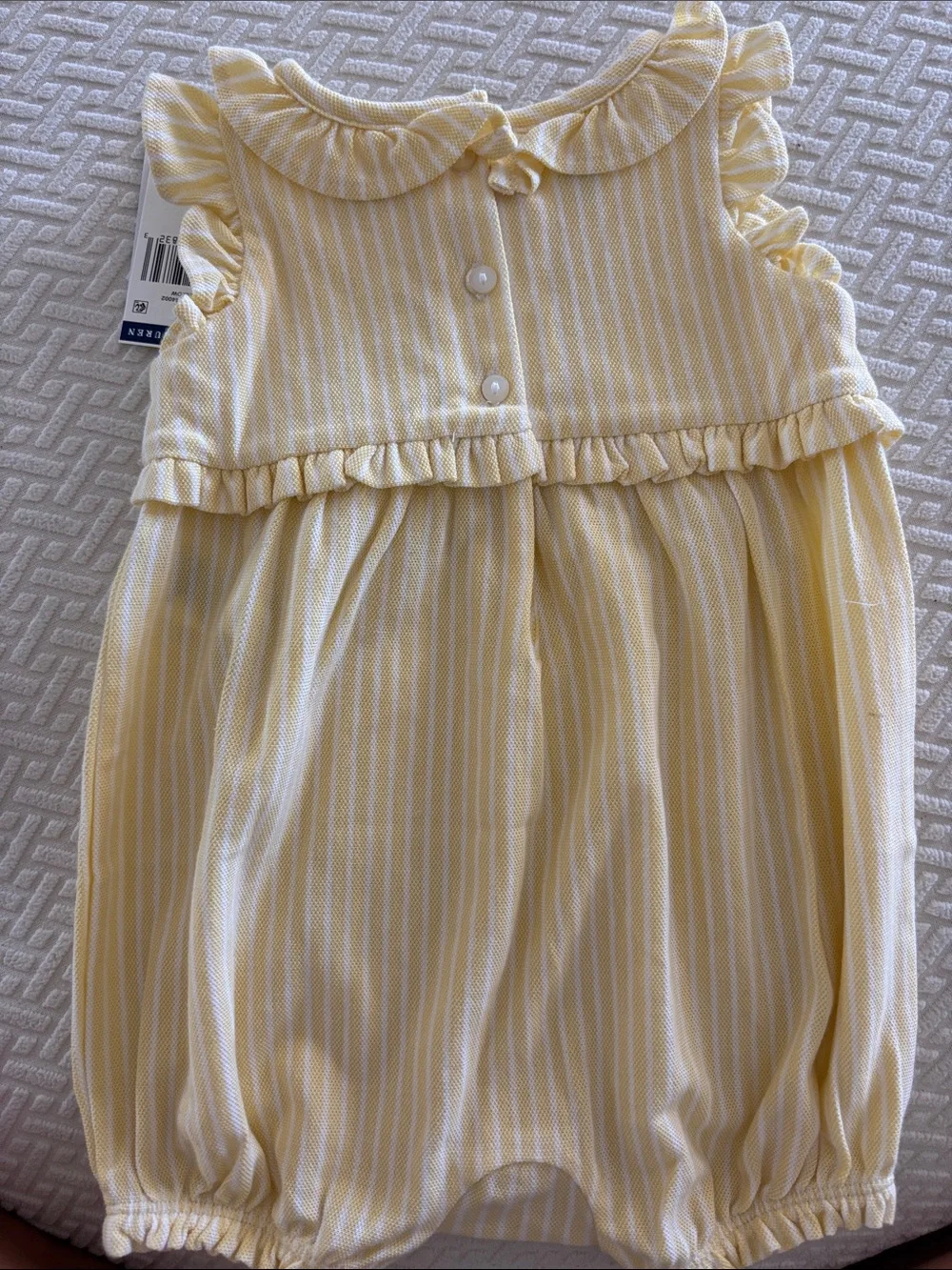 Ralph Lauren Yellow and White Striped Baby Romper